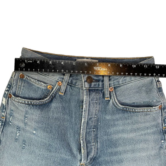 Agolde Riley High Rise Striaght Crop Distressed Ankle Jeans Endeavor Size 23 - Picture 5 of 11